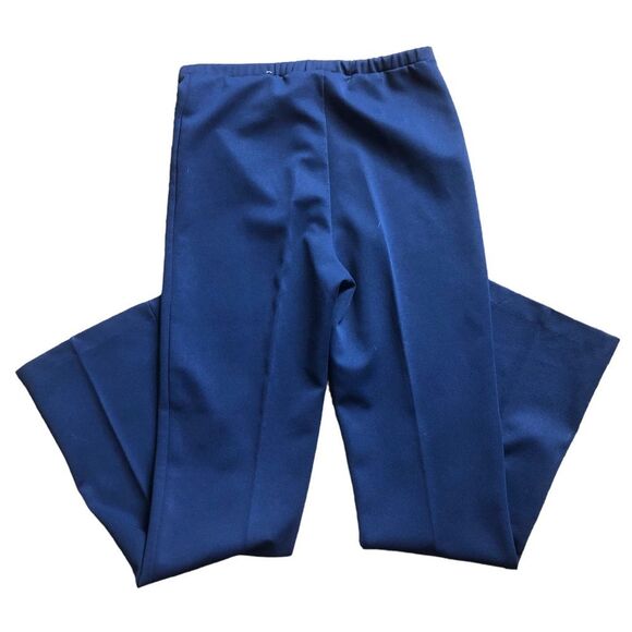 Vintage Wide Leg Pleated Trouser Pants in Royal Blue with Elastic Waist size 29 - Picture 1 of 8
